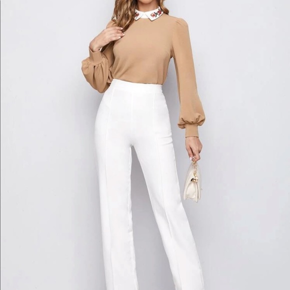 Embroidered collar lantern sleeve blouse - Picture 13 of 15